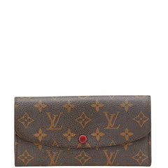 ルイ ヴィトン モノグラム ポルトフォイユ エミリー 長財布 M60136 ブラウン ルージュ PVC レザー レディース LOUIS VUITTON 【中古】