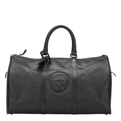 ヴェルサーチェ メデューサ ボストンバッグ ブラック レザー レディース VERSACE 【中古】