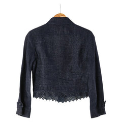 シャネル ココマークボタン レース ジャケット サイズ:38 P17259V09669 インディゴブルー リネン レディース CHANEL 【中古】