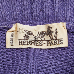 エルメス バイカラー ニット セーター モックネック サイズ:M ライトパープル ネイビー シルク メンズ HERMES 【中古】