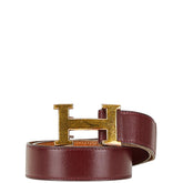 エルメス コンスタンスH ベルト ボルドー ワインレッド ボックスカーフ メンズ HERMES 【中古】