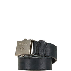 プラダ ロゴ バックル ベルト ブラック レザー メタル レディース PRADA 【中古】