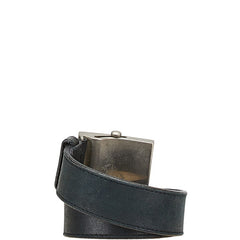 プラダ ロゴ バックル ベルト ブラック レザー メタル レディース PRADA 【中古】
