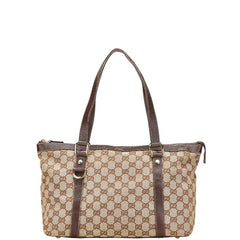 グッチ GGキャンバス トートバッグ ショルダーバッグ 141470 ベージュ ブラウン キャンバス レザー レディース GUCCI 【中古】