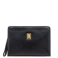 サンローラン YSLモノグラム クラッチバッグ ブラック レザー レディース SAINT LAURENT 【中古】