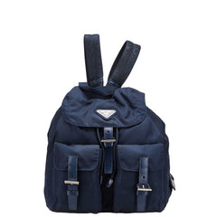 プラダ 三角ロゴプレート リュック バックパック ネイビー ナイロン レザー レディース PRADA 【中古】