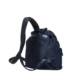 プラダ 三角ロゴプレート リュック バックパック ネイビー ナイロン レザー レディース PRADA 【中古】