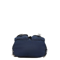 プラダ 三角ロゴプレート リュック バックパック ネイビー ナイロン レザー レディース PRADA 【中古】