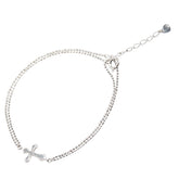 K18WG ホワイトゴールド クロス 十字架 モチーフ ブレスレット レディース 【中古】