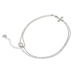 K18WG ホワイトゴールド クロス 十字架 モチーフ ブレスレット レディース 【中古】