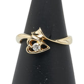 K18YG イエローゴールド ダイヤ0.08ct ハート モチーフ リング 指輪 レディース 12.5号 【中古】