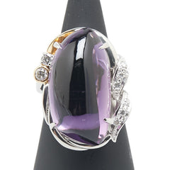 K18YG イエローゴールド Pt900 プラチナ コンビ アメジスト19.91ct ダイヤ0.25ct リング 指輪 レディース 6.5号 【中古】