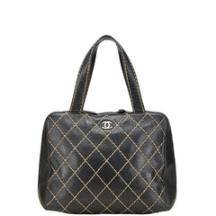 シャネル ワイルドステッチ ココマーク ハンドバッグ ブラック レザー レディース CHANEL 【中古】