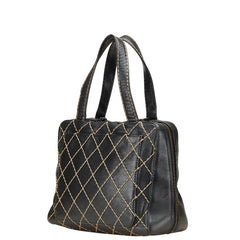 シャネル ワイルドステッチ ココマーク ハンドバッグ ブラック レザー レディース CHANEL 【中古】