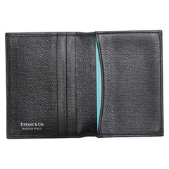 ティファニー カードケース パスケース ブラック ティファニーブルー レザー レディース TIFFANY&Co. 【中古】