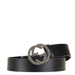 グッチ インターロッキングG スタッズ ベルト サイズ:90/36 480199 ブラック レザー レディース GUCCI 【中古】