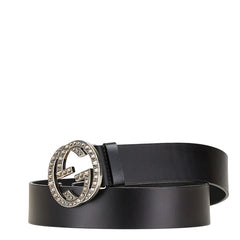 グッチ インターロッキングG スタッズ ベルト サイズ:90/36 480199 ブラック レザー レディース GUCCI 【中古】