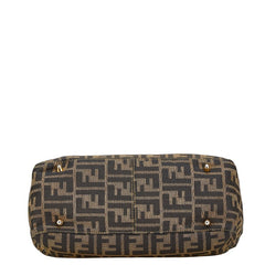 フェンディ ズッカ ハンドバッグ ミニトートバッグ ブラウン キャンバス レザー レディース FENDI 【中古】