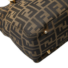 フェンディ ズッカ ハンドバッグ ミニトートバッグ ブラウン キャンバス レザー レディース FENDI 【中古】