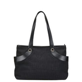 ブルガリ ロゴマニア トートバッグ ハンドバッグ ブラック キャンバス レザー レディース BVLGARI 【中古】