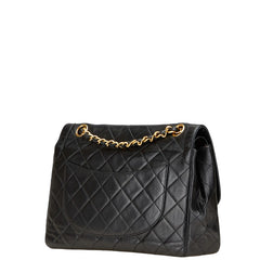 シャネル マトラッセ ダブルフラップ ココマーク ショルダーバッグ ブラック ラムスキン レディース CHANEL 【中古】