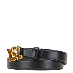 サンローラン YSLロゴ ベルト ブラック ブラウン レザー レディース SAINT LAURENT 【中古】