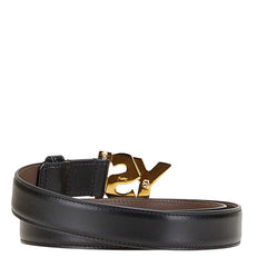 サンローラン YSLロゴ ベルト ブラック ブラウン レザー レディース SAINT LAURENT 【中古】