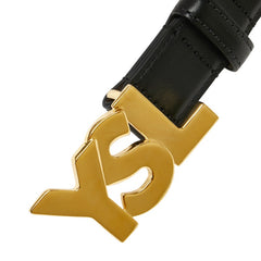 サンローラン YSLロゴ ベルト ブラック ブラウン レザー レディース SAINT LAURENT 【中古】