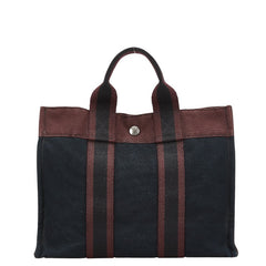 エルメス フールトゥ トートPM ハンドバッグ トートバッグ ブラック ダークボルドー キャンバス レディース HERMES 【中古】