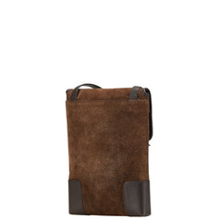 ロエベ アナグラム 斜め掛け ショルダーバッグ ブラウン レザー スエード レディース LOEWE 【中古】