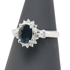 Pt900 プラチナ サファイア2.00ct ダイヤ0.26ct リング 指輪 レディース 19号 【中古】