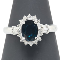 Pt900 プラチナ サファイア2.00ct ダイヤ0.26ct リング 指輪 レディース 19号 【中古】