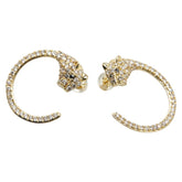 K18YG イエローゴールド ダイヤ1.00ct パンサー スタッド ピアス レディース 【中古】