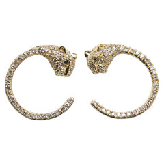 K18YG イエローゴールド ダイヤ1.00ct パンサー スタッド ピアス レディース 【中古】