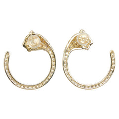 K18YG イエローゴールド ダイヤ1.00ct パンサー スタッド ピアス レディース 【中古】