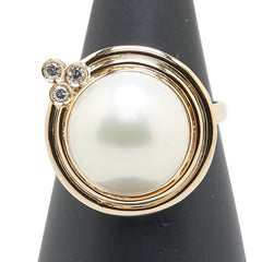 K18YG イエローゴールド マベパール約13mm ダイヤ リング 指輪 レディース 13号 【中古】