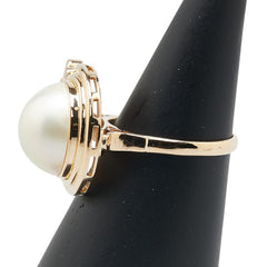 K18YG イエローゴールド マベパール約13mm ダイヤ リング 指輪 レディース 13号 【中古】