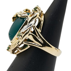 K18YG イエローゴールド ダイヤ0.044ct アゲート6.91ct トルマリン0.26ct リング 指輪 レディース 9号 【中古】