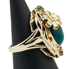 K18YG イエローゴールド ダイヤ0.044ct アゲート6.91ct トルマリン0.26ct リング 指輪 レディース 9号 【中古】