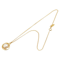 シャネル ロゴ ネックレス ゴールド メッキ フェイクパール レディース CHANEL 【中古】