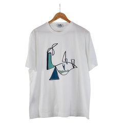 エルメス 半袖Tシャツ サイズ:XXL ホワイト ブルー コットン メンズ HERMES 【中古】