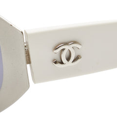 シャネル ココマーク サングラス 06924 ホワイト グレー プラスチック レディース CHANEL 【中古】