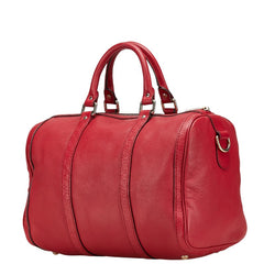 グッチ マイクログッチシマ ハンドバッグ ショルダーバッグ 2WAY 247205 レッド レザー レディース GUCCI 【中古】