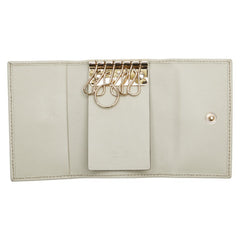 グッチ GGキャンバス シェリーライン リボン キーケース 6連 257007 ベージュ マルチカラー キャンバス レザー レディース GUCCI 【中古】