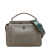 フェンディ ドットコム パイソン ハンドバッグ ショルダーバッグ 2WAY 8BN293 グレー ベージュ レザー レディース FENDI 【中古】