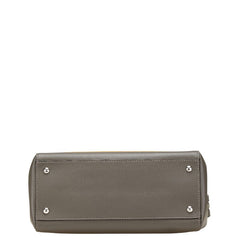 フェンディ ドットコム パイソン ハンドバッグ ショルダーバッグ 2WAY 8BN293 グレー ベージュ レザー レディース FENDI 【中古】