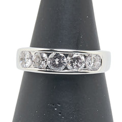 Pt900 プラチナ ダイヤ1.00ct 一文字 リング 指輪 レディース 11号 【中古】