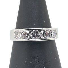 Pt900 プラチナ ダイヤ1.00ct 一文字 リング 指輪 レディース 11号 【中古】
