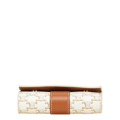 セリーヌ トリオンフ 三つ折り財布 コンパクトウォレット ホワイト ブラウン PVC レザー レディース CELINE 【中古】