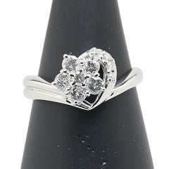 Pt900 プラチナ ダイヤ0.50ct 花 フラワー モチーフ リング 指輪 レディース 11.5号 【中古】